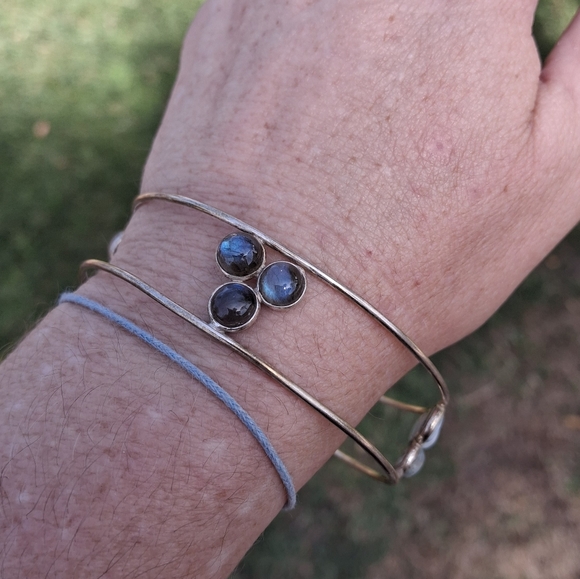 New Labradorite and Larimar Silver Cuff Bracelet. - Picture 8 of 13